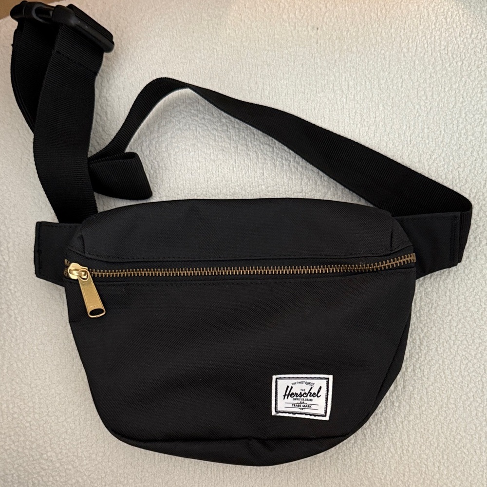 Herschel Supply Company Black Belt Bag with Gold Zipper